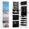 imageGiantex Jewelry Armoire Cabinet Wall Mounted Door Hanging Lockable Jewelry Cabinet with Full Length Mirror 15 LED Lights Large Storage Jewelry Box Organizers with 2 Drawers 145quotW x 4quotD x 475quotH145W x 4D x 475H