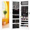 imageGiantex Jewelry Armoire Cabinet Wall Mounted Door Hanging Lockable Jewelry Cabinet with Full Length Mirror 15 LED Lights Large Storage Jewelry Box Organizers with 2 Drawers 145quotW x 4quotD x 475quotH145W x 35D x 475H