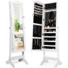 imageGiantex Jewelry Box Armoire with Mirror Standing Jewelry Cabinet 29 Necklace Holder Hooks Ring Earring Makeup Display Storage Organizer Gift Armoires for Girls Women Jewelry Cabinets BlackWhite