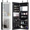 imageGiantex Jewelry Cabinet Armoire Door Wall Mount 472in Lockable Touch Screen Lighted Full Length Mirror 3 Lighting Settings Inside Makeup Mirror Jewelry Storage Box Organizer BlackBlack
