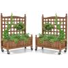 imageGiantex Mobile Plant Raised Bed Wood Planter with Lattice Trellis and Wheels Flower Box for Plant Climbing Vertical Garden for Balcony Patio Yard 25quotx11quotx 50quot2