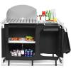 imageGiantex Outdoor Camping Kitchen Table Portable Camping Grill Table with Windscreen and Remove Sink Outdoor Camping Cook Station for BBQ Party Picnics Backyard ActivitiesBlack