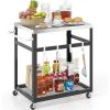 imageGiantex Outdoor Grill Cart  Movable Pizza Oven Stand with Stainless Steel Top 2 Storage Shelves 9 Hooks Food Prep Cooking Table with Lockable Wheels Dinning Serving Cart for Kitchen BBQ Party29 x 20 2Tier
