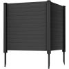 imageGiantex Outdoor Privacy Screen 2 Panels 48W x 48H Decorative Air Conditioner Fence Trash Can Enclosure with 3 Stakes Easy Assembly PVC Vinyl Picket Fences for Garden Patio Lawn Black