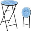 imageGiantex Outdoor Side Table Folding Mosaic Patio Table 14 Round Metal End Table wCeramic Tile Top Small Patio Table Accent Coffee Table for Porch Garden Balcony Plant Stand Indoor Outdoor Blue