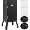 imageGiantex Outdoor Smoker with Double Doors 2 Detachable Grill Netting Smoking Racks Charcoal Pan ampamp Water Pan 4 Air Vents Thermometer Vertical Charcoal Smoker for Barbecue Camping Backyard GrillBlack