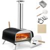 imageGiantex Pizza Oven Outdoor Propane and Wood Fired Pizza Maker with 13quot Pizza Stone Pizza Peel Gas Burner with Regulator Builtin Thermometer Portable Pizza Oven for Camping Backyard Party