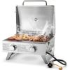 imageGiantex Portable Gas Grill  Tabletop Propane Grill with 2 Burners 20000 BTU total Builtin Thermometer Foldable Legs Regulator Hose Stainless Steel BBQ Grill for Outdoor Camping Barbecue