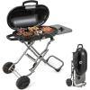 imageGiantex Portable Propane Gas Grill with 15000 BTUs Burner Side Table 2 Wheels Grease Tray Metal Frame Folding StandUp Propane Gas Grill for Outdoor Cooking Camping Barbecue BlackBlack