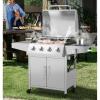 imageGiantex Propane Gas Grill 50000 BTU 4 Main Burners 1 Side Burner 2 Prep Tables Stainless Steel HeavyDuty BBQ Grill with 4 Wheels for Backyard Party Outdoor CookingStanding