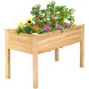 imageGiantex Raised Garden Bed Planter for Flower Vegetables Outdoor Plant Box Patio Backyard Easy Assembly 485Lx485Wx12H BrownWood