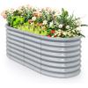 imageGiantex Raised Garden Bed Planter for Flower Vegetables Outdoor Plant Box Patio Backyard Easy Assembly 485Lx485Wx12H WhiteGray