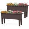 imageGiantex Raised Garden Beds Outdoor Set of 2 SelfWatering Planter Box with Detachable Legs ampamp Drainage Hole Outdoor Raised Container for Vegetable Fruit Herbs 315Lx12Wx16H Easy Assembly BrownBrown