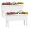 imageGiantex Raised Garden Beds Outdoor Set of 2 SelfWatering Planter Box with Detachable Legs ampamp Drainage Hole Outdoor Raised Container for Vegetable Fruit Herbs 315Lx12Wx16H Easy Assembly BrownWhite
