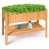 imageGiantex Raised Garden Planter Bed Box Stand Outdoor Wooden Elevated Garden Planter with Shelf and Drain Holes Deluxe Rectangle Raised Planter to Grow Plants 47quot L x 225quot W x 355quot H