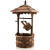 imageGiantex Rustic Wishing Well Fountain Outdoor Wooden Water Fountain with Electric Pump 5 Adjustable Water Flow Rates Water Bucket Freestanding Decorative Wishing Well for Backyard Patio Garden