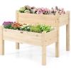imageGiantex Set of 2 Raised Garden Bed Elevated Wood Planter Box Raised Bed Kit for Flowers Vegetables Fruits Herbs Outdoor Planting Container Patio Balcony Yard NaturalNatural
