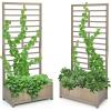 imageGiantex Set of 2 Raised Garden Bed with Trellis Wood Planter Box for Flower Climbing Standing Vertical Indoor Outdoor Plant Container for Garden Balcony Patio Yard Porch 315quotx16quotx68quot2