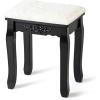imageGiantex Vanity Stool Makeup Bench Upholstered Dressing Stool with Pinewood Legs and Padded Cushion Modern Bathroom Bedroom Vanity Bench Piano Seat for Girls Women BlackBlack