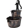 imageGiantex Water Fountain Outdoor 2Tier Barrel Cascading Waterfall Fountain with Electric Pump for Garden Patio Deck Backyard Decor Rustic Freestanding Water Feature