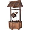 imageGiantex Wishing Well Water Fountain Outdoor Rustic Wooden Waterfall Fountain with Electric Pump Water Bucket Freestanding Decorative Wishing Well Water Feature for Backyard Patio Garden Lawn