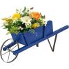 imageGiantex Wood Wagon Planter Small Wheelbarrow Wagon Cart Indoor ampamp Outdoor Decorative Raised Bed W 9 Magnetic Accessories Flower Pot Wheelbarrow Cart for Garden Backyard RedBlue