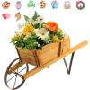 imageGiantex Wood Wagon Planter Small Wheelbarrow Wagon Cart Indoor ampamp Outdoor Decorative Raised Bed W 9 Magnetic Accessories Flower Pot Wheelbarrow Cart for Garden Backyard RedWalnut