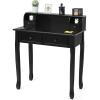 imageGiantex Writing Desk with 4 Drawers Removable Floating Organizer 2Tier Mission Home Computer Vanity Desk for Apartment Small Space WhiteBlack