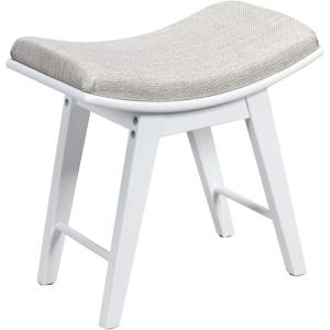 imageCHARMAID Vanity Stool Makeup Dressing Stool with Concave Seat Surface Padded Cushioned Bench with Rubberwood Legs Modern Piano Seat Capacity 330lbs Easy Assembly White ampamp Beige