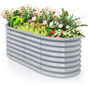 imageGiantex 6x3x2ft Raised Garden Bed Large Metal Elevated Rectangular Planter Bed 271 Gallon Capacity Outdoor Planting Garden Box for Vegetable Flower Herb Grow GreyGray