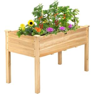 imageGiantex 6x3x2ft Raised Garden Bed Large Metal Elevated Rectangular Planter Bed 271 Gallon Capacity Outdoor Planting Garden Box for Vegetable Flower Herb Grow GreyWood