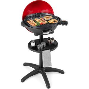 imageGiantex Electric Grill Indoor Outdoor Nonstick Grill Griddle Plate 3 Cooking Zones Temperature Control Drip Tray 1350W 200sqin BBQ Grill for Balcony Apartments Backyard Party Camping BlackRed