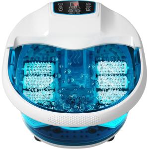 imageGiantex Foot Bath Massager Feet Spa Tub with Heat Bubbles 6 Motorized Massage Rollers Fast Heating Red Light Adjustable Temperature ampamp TimeHome Massaging Tub for Feet Relief NavyNavy