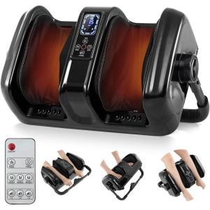 imageGiantex Foot Massager with Heat and Remote Control Calf Massager with 3 Massage Settings Timer Washable Cover Adjustable Stand Foot Massage Machine for Calf Arms Relax Gift for Women Men BlackBlack