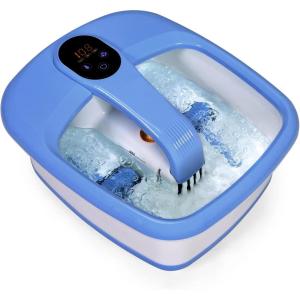 imageGiantex Foot Spa Bath Massager with Automatic Massage Rollers Digital Adjustable Temperature Control Fast Heating Large Bubbles Electric Feet Salon Tub for Foot Stress ReliefBlue