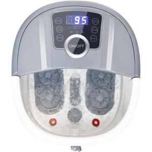 imageGiantex Foot Spa Foot Bath Massager with Heat Bubbles 16 Pedicure Shiatsu Roller Massage Points Adjustable Time ampamp Temperature Led Display Drainage Pipe Foot Soak Tub Pedicure Foot SpaGrey