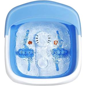 imageGiantex Foot Spa Foot Bath Massager with Heat Collapsible Design Bubbles Rollers Pumice Stone Scrub Brush Folding 3 in 1 Footbath Tub Foldable Foot Soaking Tub for Feet Stress Relief Blue