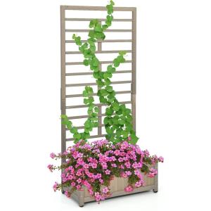 imageGiantex Set of 2 Raised Garden Bed with Trellis Wood Planter Box for Flower Climbing Standing Vertical Indoor Outdoor Plant Container for Garden Balcony Patio Yard Porch 315quotx16quotx68quot1