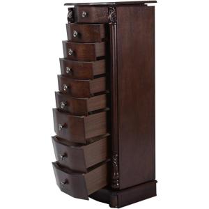 imageGiantex Wood Jewelry Cabinet Armoire Box Storage Chest Stand Organizer Necklace