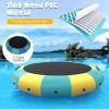 imageGiantex 10Ft 12Ft 15Ft Inflatable Water Trampoline Floating Rebounder Trampoline with 500W Blower and 3Step Rope Ladder Kids Adults Recreational Water Trampoline for Pool LakeYellow Green