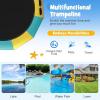 imageGiantex 10Ft 12Ft 15Ft Inflatable Water Trampoline Floating Rebounder Trampoline with 500W Blower and 3Step Rope Ladder Kids Adults Recreational Water Trampoline for Pool LakeYellow Green