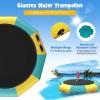 imageGiantex 10Ft 12Ft 15Ft Inflatable Water Trampoline Floating Rebounder Trampoline with 500W Blower and 3Step Rope Ladder Kids Adults Recreational Water Trampoline for Pool LakeYellow Green