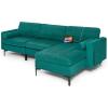 imageGiantex 128quot ExtraLarge 4 Seat Sofa Sectional Couch with USB Ports 3Hole Socket Storage Box Magazine Pocket LShape Modular Sleeper wConvertible Chaise Lounge Bolsters Family Living RoomTeal