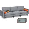 imageGiantex 128quot ExtraLarge 4 Seat Sofa Sectional Couch with USB Ports 3Hole Socket Storage Box Magazine Pocket LShape Modular Sleeper wConvertible Chaise Lounge Bolsters Family Living RoomGreyorange