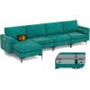 imageGiantex 128quot ExtraLarge 4 Seat Sofa Sectional Couch with USB Ports 3Hole Socket Storage Box Magazine Pocket LShape Modular Sleeper wConvertible Chaise Lounge Bolsters Family Living RoomTeal