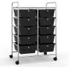 imageGiantex 15 Drawers Rolling Cart Classroom Organizers Storage Cart with Wheels for Teacher Office Home School Supplies Tool Craft Art Paper Green GradientBlack