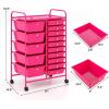imageGiantex 15 Drawers Rolling Cart Classroom Organizers Storage Cart with Wheels for Teacher Office Home School Supplies Tool Craft Art Paper Green GradientHot Pink