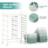 imageGiantex 15 Drawers Rolling Cart Classroom Organizers Storage Cart with Wheels for Teacher Office Home School Supplies Tool Craft Art Paper Green GradientGreen Gradient