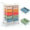 imageGiantex 15 Drawers Rolling Cart Classroom Organizers Storage Cart with Wheels for Teacher Office Home School Supplies Tool Craft Art Paper Green GradientMacaron Multicolor