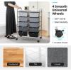 imageGiantex 15 Drawers Rolling Cart Classroom Organizers Storage Cart with Wheels for Teacher Office Home School Supplies Tool Craft Art Paper Green GradientBlack Gradient